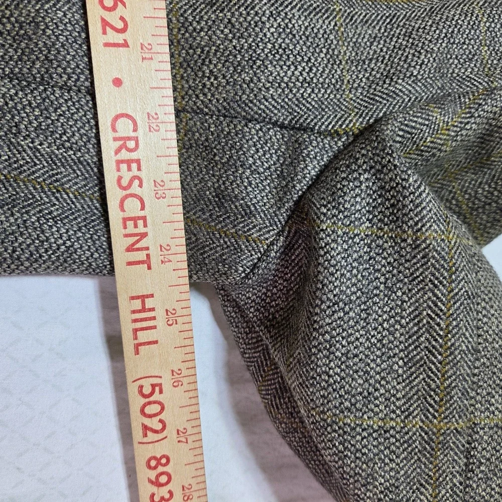 Ralph Lauren Sport Coat Blazer 46R Brown Herringbone Wool Windowpane